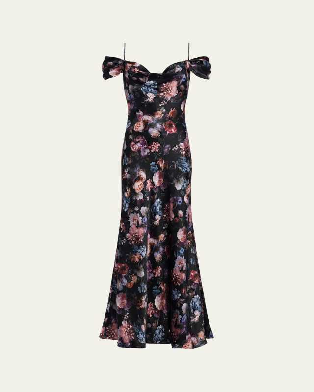 Kenna Floral Cowl-Neck Dress
